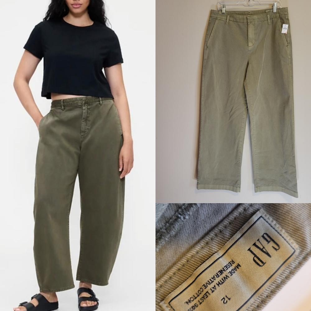 NEW 12 GAP STRAIGHT WIDE LEG RELAXED BAGGY GREEN JEANS NWT
